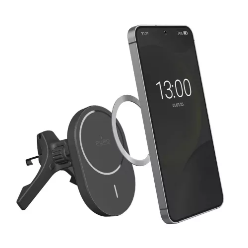 Puro autós tartó Qi2 töltővel, MagSafe kompatibilis - fekete