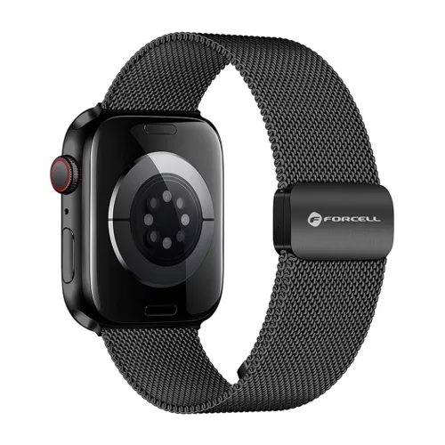 FORCELL F-DESIGN FA14 mágneses rozsdamentes acél szíj Apple Watch 38 / 40 / 41 mm fekete