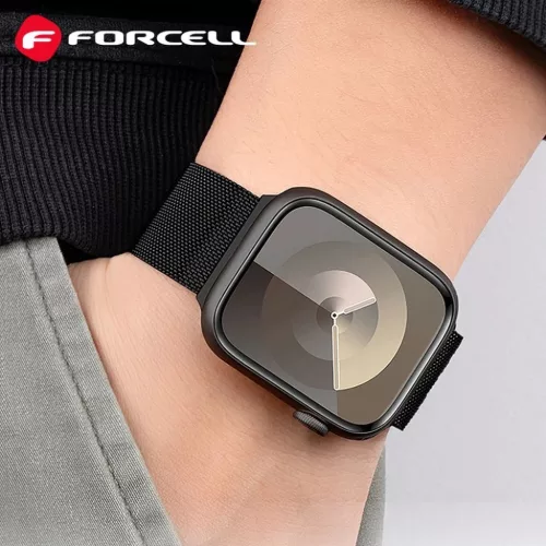 FORCELL F-DESIGN FA14 mágneses rozsdamentes acél szíj Apple Watch 38 / 40 / 41 mm fekete