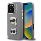 iPhone 16 Pro Szürke Karl Lagerfeld Grained PU K&CH Heads tok