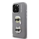 iPhone 16 Pro Szürke Karl Lagerfeld Grained PU K&CH Heads tok