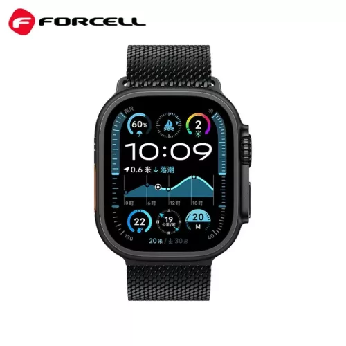 FORCELL F-DESIGN FA11 rozsdamentes acél szíj APPLE Watch 38 / 40 / 41 mm fekete