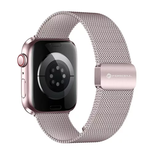 FORCELL F-DESIGN FA14 mágneses rozsdamentes acél szíj Apple Watch 38 / 40 / 41 mm rózsaszín