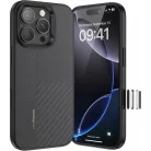 Iphone 16 Pro fekete Benks Montage Mágneses Páncél Pro Kevlar Tok Fém Keret 600D+1500D (MF65)