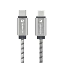   FORCELL F-ENERGY Metal C239 kábel Type C to Type C PD QC4.0 5A 100W E-mark 2 m ezüst