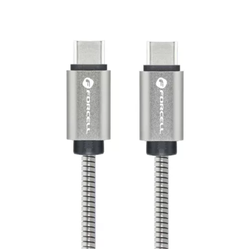 FORCELL F-ENERGY Metal C239 kábel Type C to Type C PD QC4.0 5A 100W E-mark 2 m ezüst