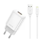 JELLICO fali töltő EU01 2.4A 12W 1xUSB + kábel Lightning Fehér