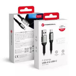   FORCELL F-ENERGY C256 USB A - Type C QC4.0 3A 66W Cafule 0,25 m fekete
