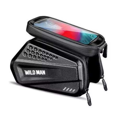 WILDMAN kerékpárvázra szerelhető utazótáska cipzárral 1,2L (4"-7") ES6 fekete