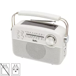   SAL RPR9 napelemes rádió multimédia lejátszóval, FM-AM-SW rádió, Bluetooth, USB és microSD csatlakozás, beépített akkumulátor
