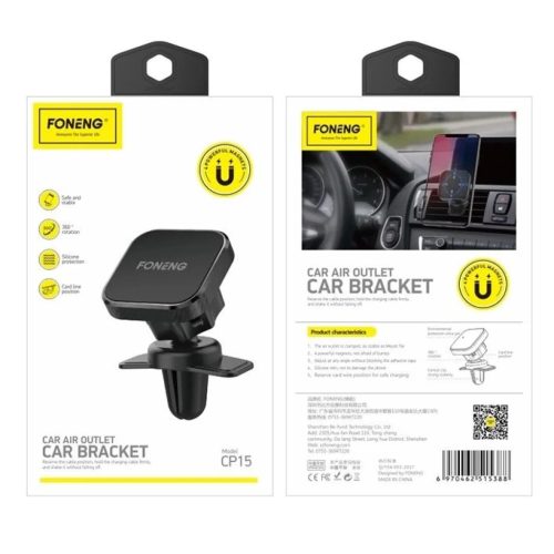 FONENG autós telefontartó mágneses CP15 Fekete