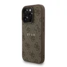 iPhone 16 Pro Barna Guess PU Bőr 4G Színes Gyűrűs Pánttal MagSafe tok