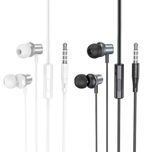 HOCO vezetékes fülhallgatók Jack 3,5 mm mikrofonnal M110 ezüst