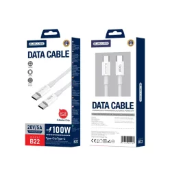 JELLICO kábel B22 USB-C - USB-C PD 100W 1M fehér