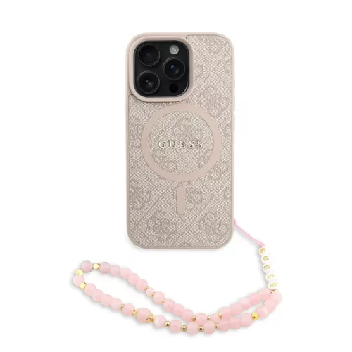 iPhone 16 Pro Pink Guess PU Leather 4G Colored Ring Strap MagSafe tok