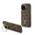 iPhone 16 Pro barna Guess PU 4G Strass Háromszög Logo Állvány Kamera Keret MagSafe Tok