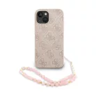 iPhone 13 Pink Guess PU bőr 4G Színes Gyűrűs Pánt MagSafe tok