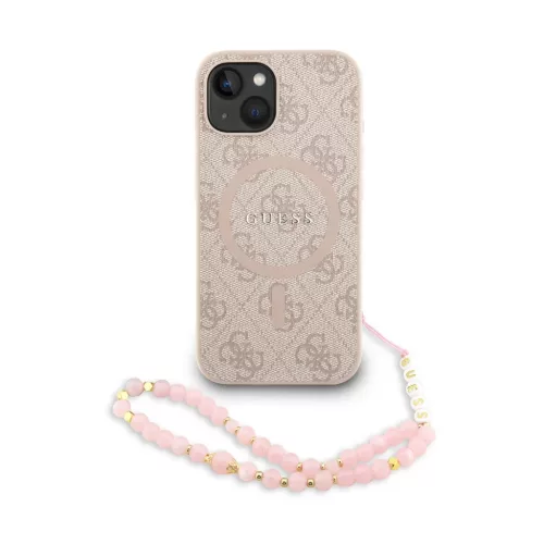 iPhone 13 Pink Guess PU bőr 4G Színes Gyűrűs Pánt MagSafe tok
