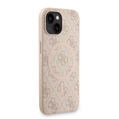 iPhone 13 Pink Guess PU bőr 4G Színes Gyűrűs Pánt MagSafe tok