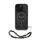 iPhone 16 Pro fekete Guess PU bőr 4G színes gyűrűs szíj MagSafe tok