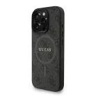 iPhone 16 Pro fekete Guess PU bőr 4G színes gyűrűs szíj MagSafe tok