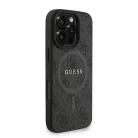 iPhone 16 Pro fekete Guess PU bőr 4G színes gyűrűs szíj MagSafe tok
