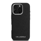 iPhone 16 Pro Fekete Karl Lagerfeld Grained PU Ismétlődő Logó MagSafe Tok