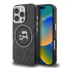 iPhone 16 Pro fekete Karl Lagerfeld IML K&CH Heads Repeated Logo MagSafe tok