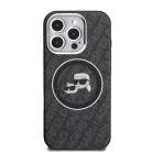 iPhone 16 Pro fekete Karl Lagerfeld IML K&CH Heads Repeated Logo MagSafe tok
