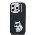 iPhone 15 Pro Max fekete Karl Lagerfeld IML Aquarelle Choupette tok