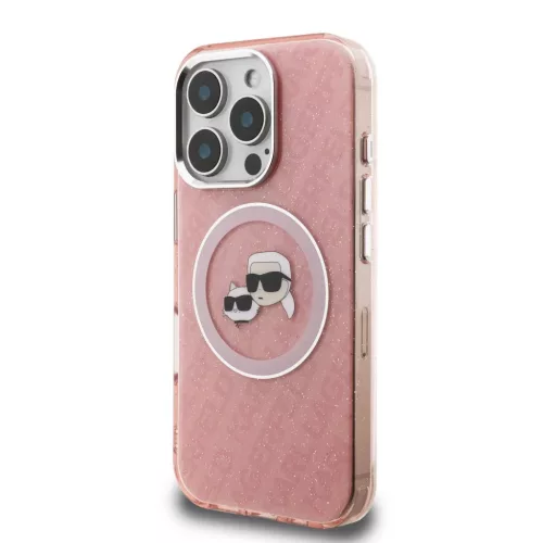 iPhone 16 Pro Rózsaszín Karl Lagerfeld IML K&CH Heads Repeated Logo MagSafe tok