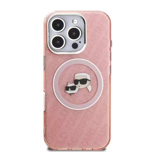 iPhone 16 Pro Rózsaszín Karl Lagerfeld IML K&CH Heads Repeated Logo MagSafe tok
