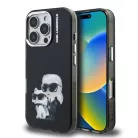 iPhone 16 Pro Fekete Karl Lagerfeld IML Aquarelle Karl és Choupette tok