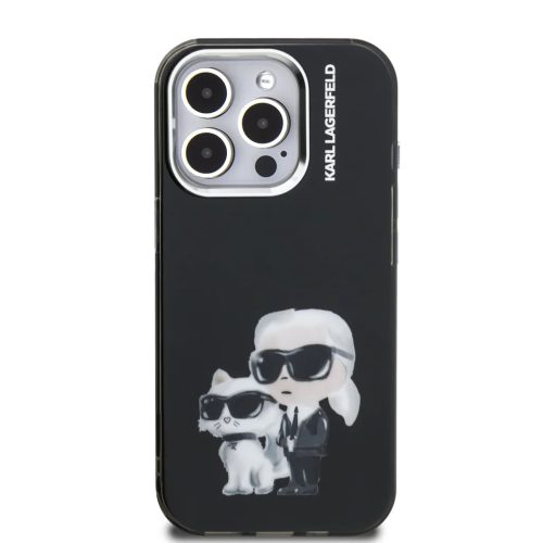 Apple iPhone 15 Pro Max fekete Karl Lagerfeld IML Aquarelle Karl és Choupette tok