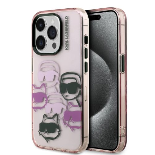 iPhone 15 Pro Max Karl Lagerfeld IML Multi K&CH Heads tok Pink