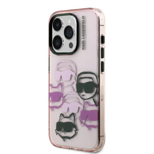 iPhone 15 Pro Max Karl Lagerfeld IML Multi K&CH Heads tok Pink