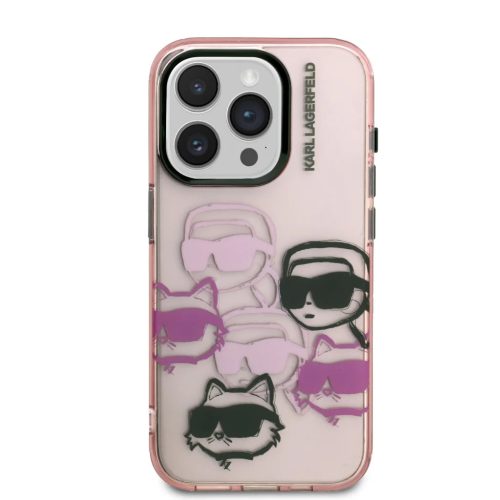 iPhone 15 Pro Max Karl Lagerfeld IML Multi K&CH Heads tok Pink