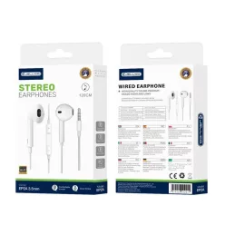   JELLICO vezetékes fülhallgató EP2A JACK 3.5MM mikrofonnal 1.2M Fehér