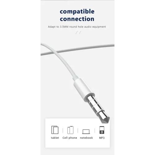 JELLICO vezetékes fülhallgató EP2A JACK 3.5MM mikrofonnal 1.2M Fehér