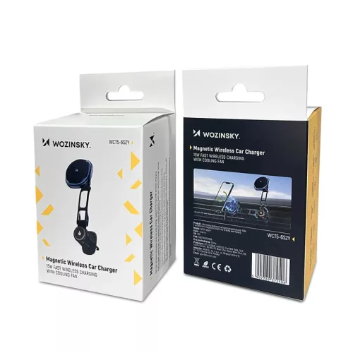 Wozinsky WCT5-6S2Y autós tartó Qi/MagSafe 15 W-os indukciós töltővel szellőzőrácshoz - fekete