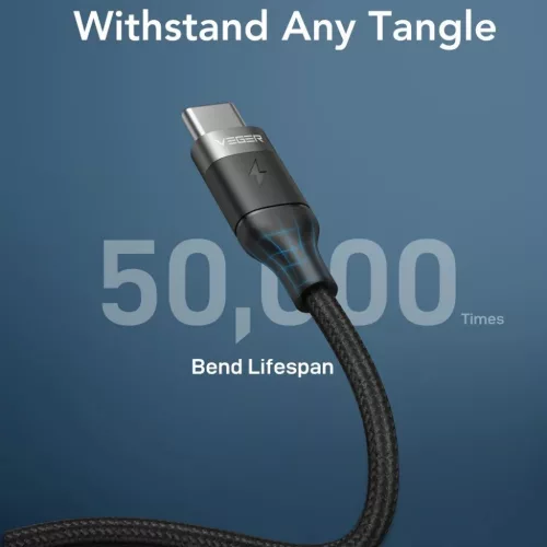 VEGER kábel Type C - Type C PD 5A 100W CC02 1,5 m fekete
