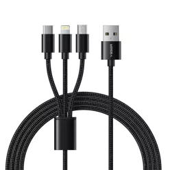   VEGER kábel 3 az 1-ben USB A - Villám / Type-C / Micro USB 2A 12W V303 1,2 m fekete