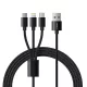 VEGER kábel 3 az 1-ben USB A - Villám / Type-C / Micro USB 2A 12W V303 1,2 m fekete