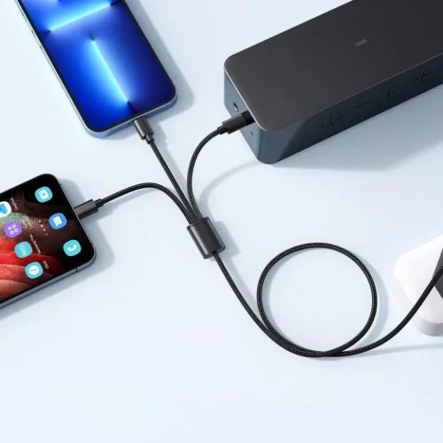 VEGER kábel 3 az 1-ben USB A - Villám / Type-C / Micro USB 2A 12W V303 1,2 m fekete