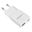 VEGER fali töltő USB A + USB C QC PD 30W 30W1A1C fehér
