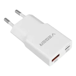 VEGER fali töltő USB A + USB C QC PD 30W 30W1A1C fehér
