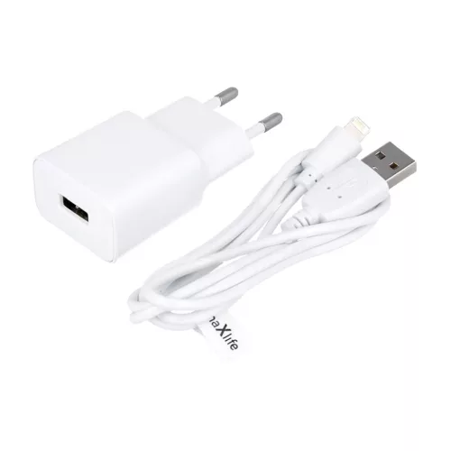 Maxlife MXTC-01 töltő 1x USB 2.1A fehér + Lightning kábel