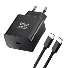 BLUE STAR utazó töltő Type C + Type C - Type C kábel PD QC4.0 3A 25W TFB-TC-25WPD fekete