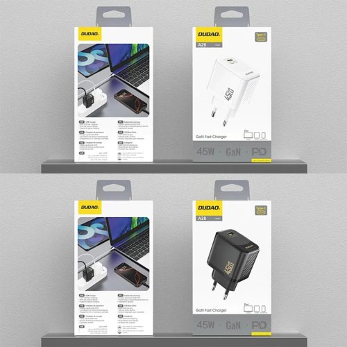 Dudao A28 45W GaN USB-C Fali Töltő adapter - Fehér