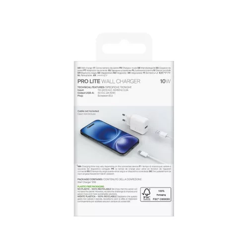 Puro PROLITE 10W USB-A Fali Töltő - Fehér